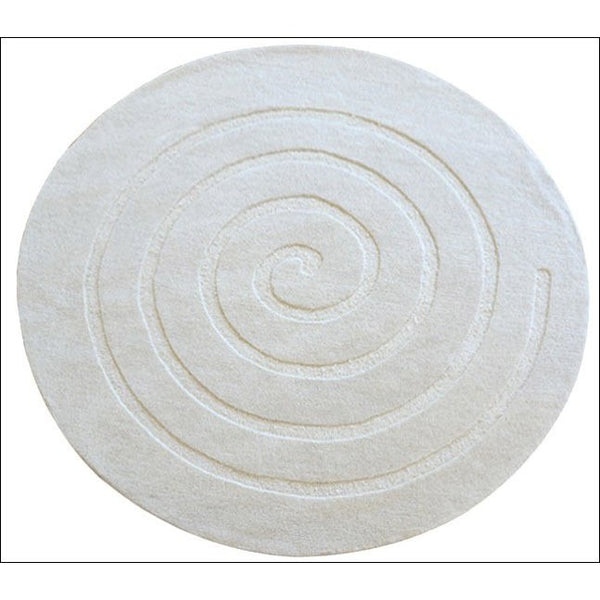 Handmade Round Wool Rug - Swirl - Aqua - 160x160cm
