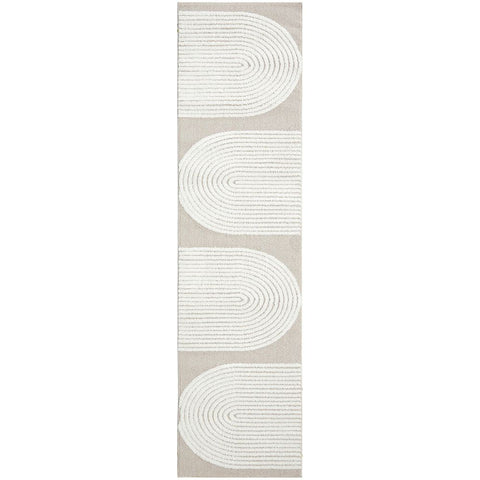 Agnes 2452 Beige White Modern Patterned Runner Rug - Rugs Of Beauty - 1