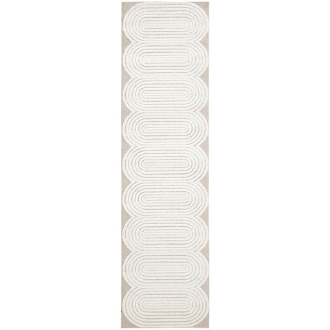 Agnes 2455 Beige White Modern Patterned Runner Rug - Rugs Of Beauty - 1