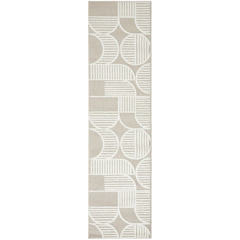 Agnes 2458 Beige White Modern Patterned Runner Rug - Rugs Of Beauty - 1