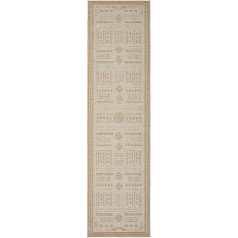 Kedron 1676 Indoor Outdoor Natural Cream Modern Polypropylene Runner Rug - Rugs Of Beauty - 1