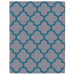 Dover Lattice Grey Blue Modern Trellis Rug - 1