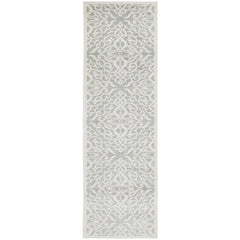 Kiruna 774 Silver Grey Cream Transitional Floral Trellis Patterned Runner Rug - Rugs Of Beauty - 1