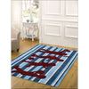 Striped Kids Rug Blue and Burgundy - Rugs Of Beauty