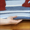 Striped Kids Rug Blue and Burgundy - Rugs Of Beauty